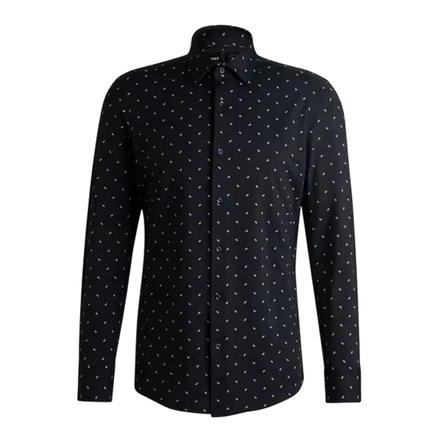 Boss Mens Dotted Point Collar Long-Sleeved Shirt