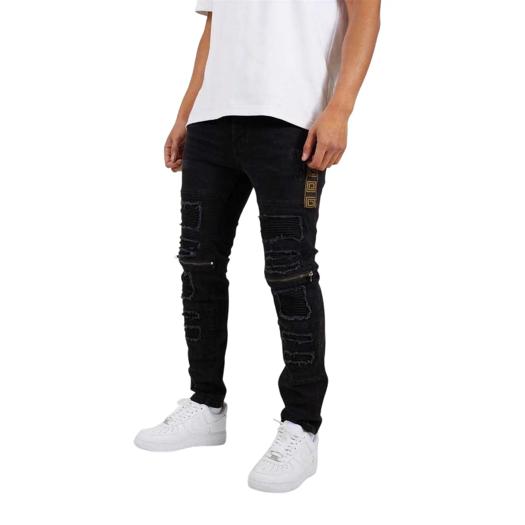 Brave Soul Mens Biker Stitched Skinny Jeans