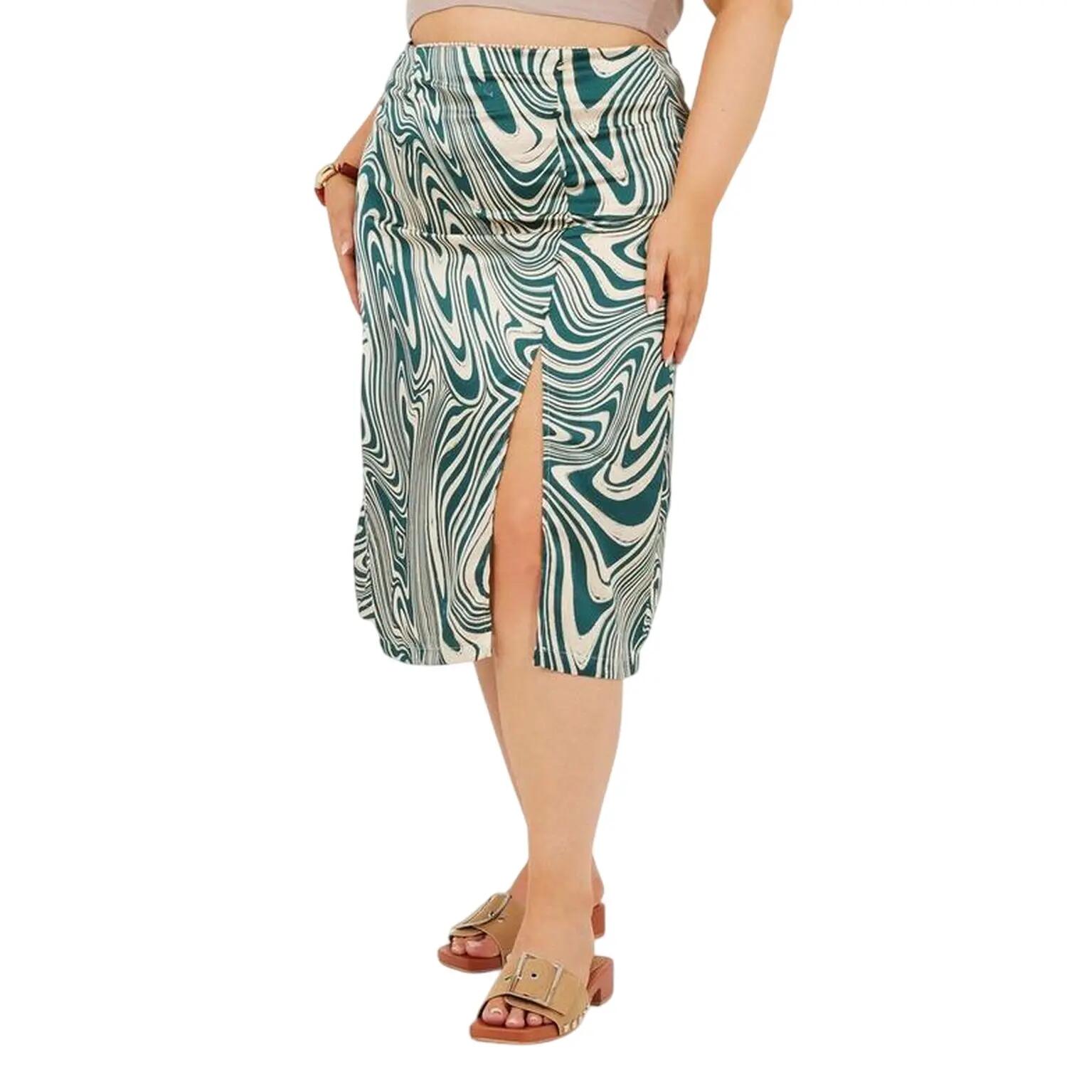 Brave Soul Womens/Ladies Swirl Print Plus Midi Skirt