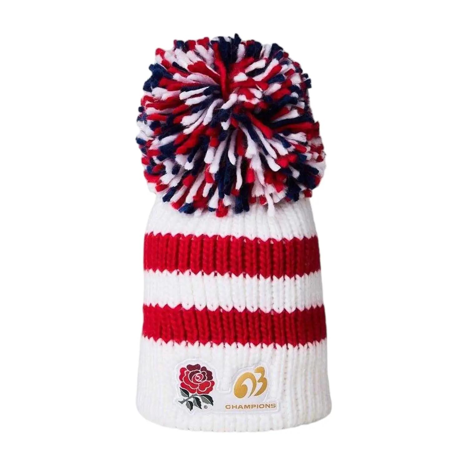 England Rugby Unisex Adult Champion 2003 Striped Bobble Hat