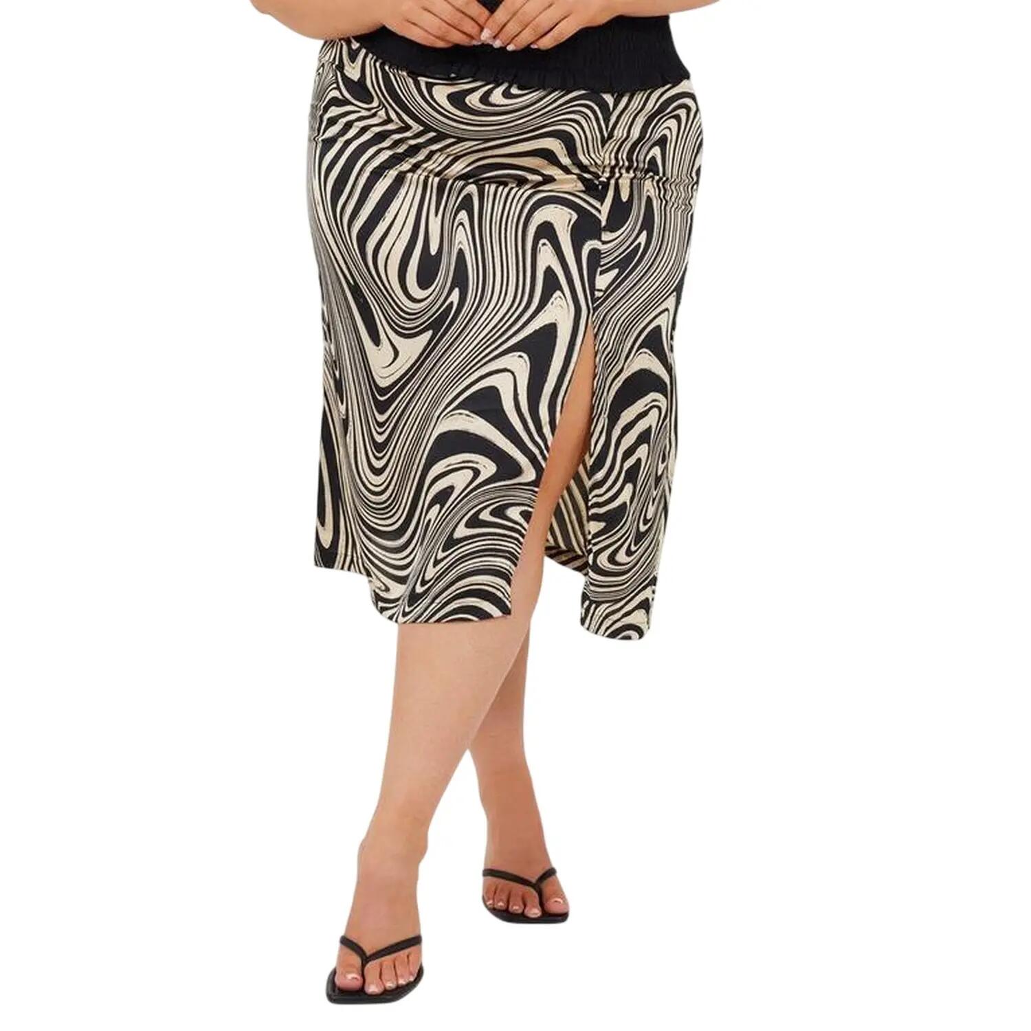 Brave Soul Womens/Ladies Swirl Print Plus Midi Skirt