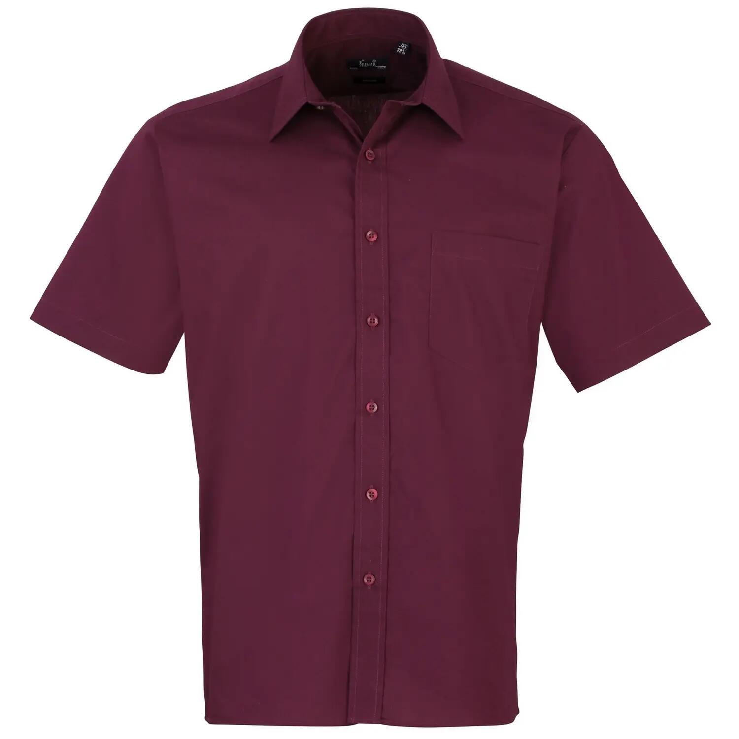 Premier Mens Short Sleeve Formal Poplin Plain Work Shirt