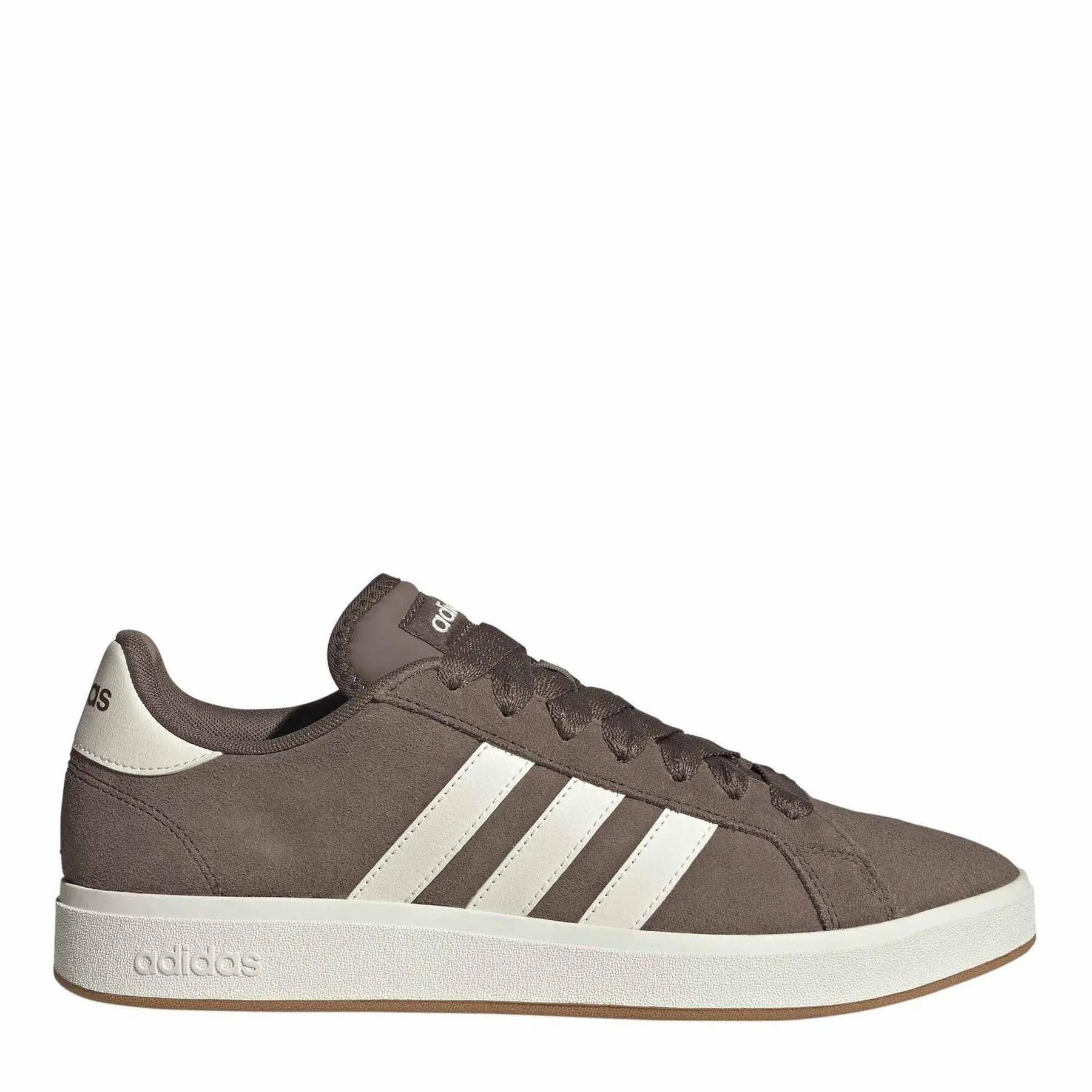 Adidas Mens Grand Court 3 Stripes Suede Flat Trainers