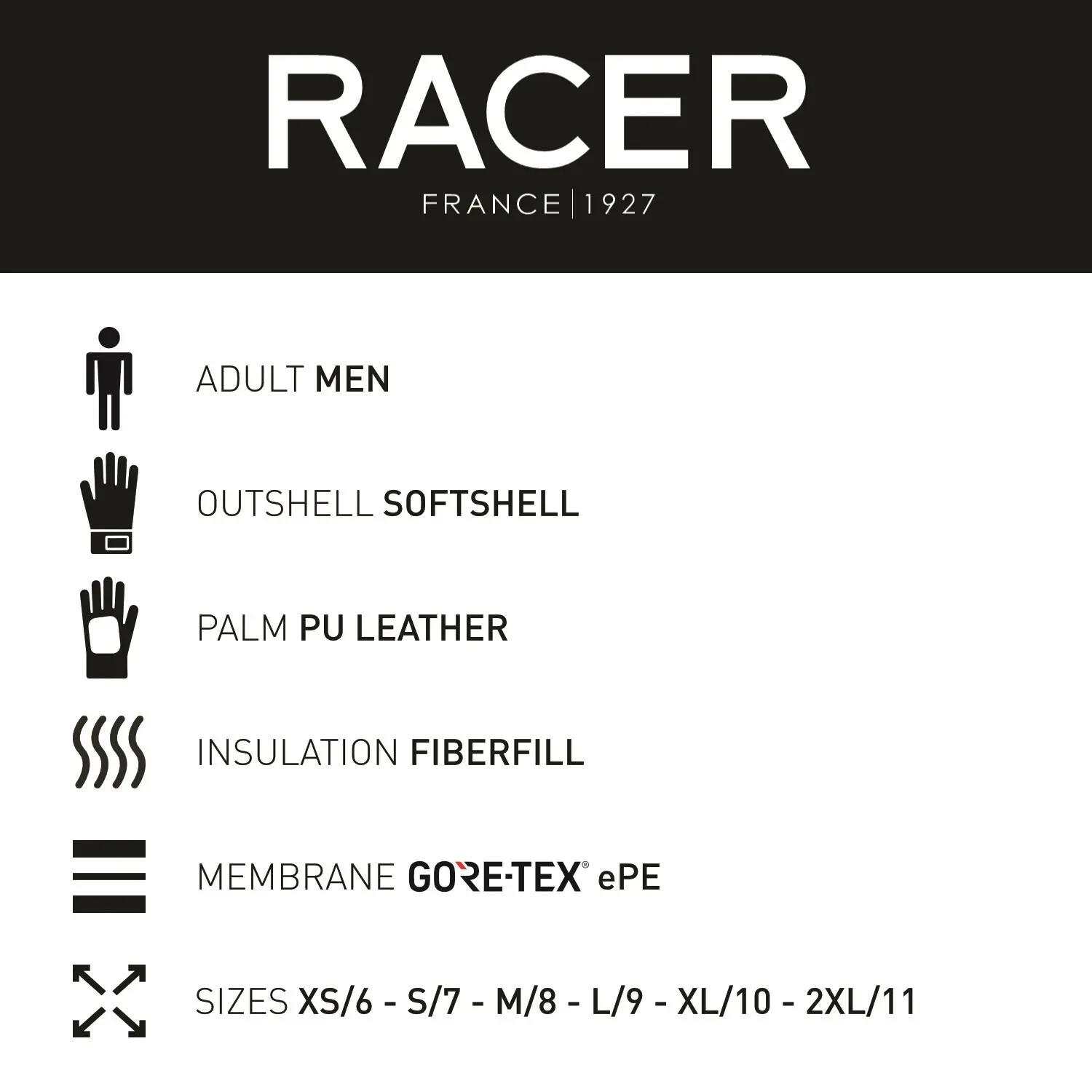 Moufles de ski Racer Gore-tex 4/4