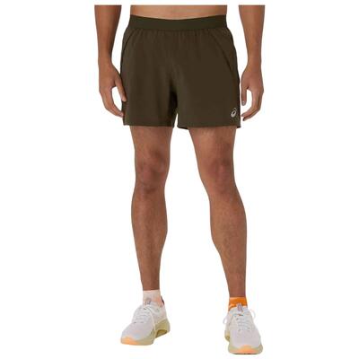 Korte broek asics model pantalón corto asics road 5in verde oliva voor mannen