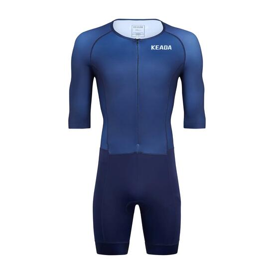 Essential Triathlonanzug Damen Kurzarm Marineblau
