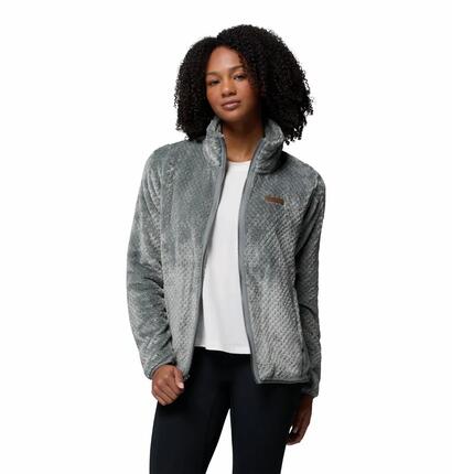 Veste Polaire Randonnée Columbia "Fire Side II Sherpa Full Zip" L Vert/Gris