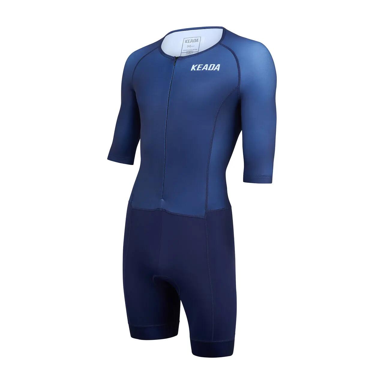 Essential trisuit dames met mouwen marineblauw 3/4