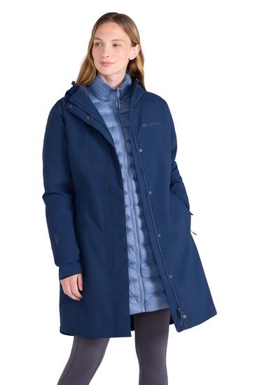 Veste 3 en 1 de Randonnée Femme Longue Imperméable Coupe-Vent Capuche, Alaskan