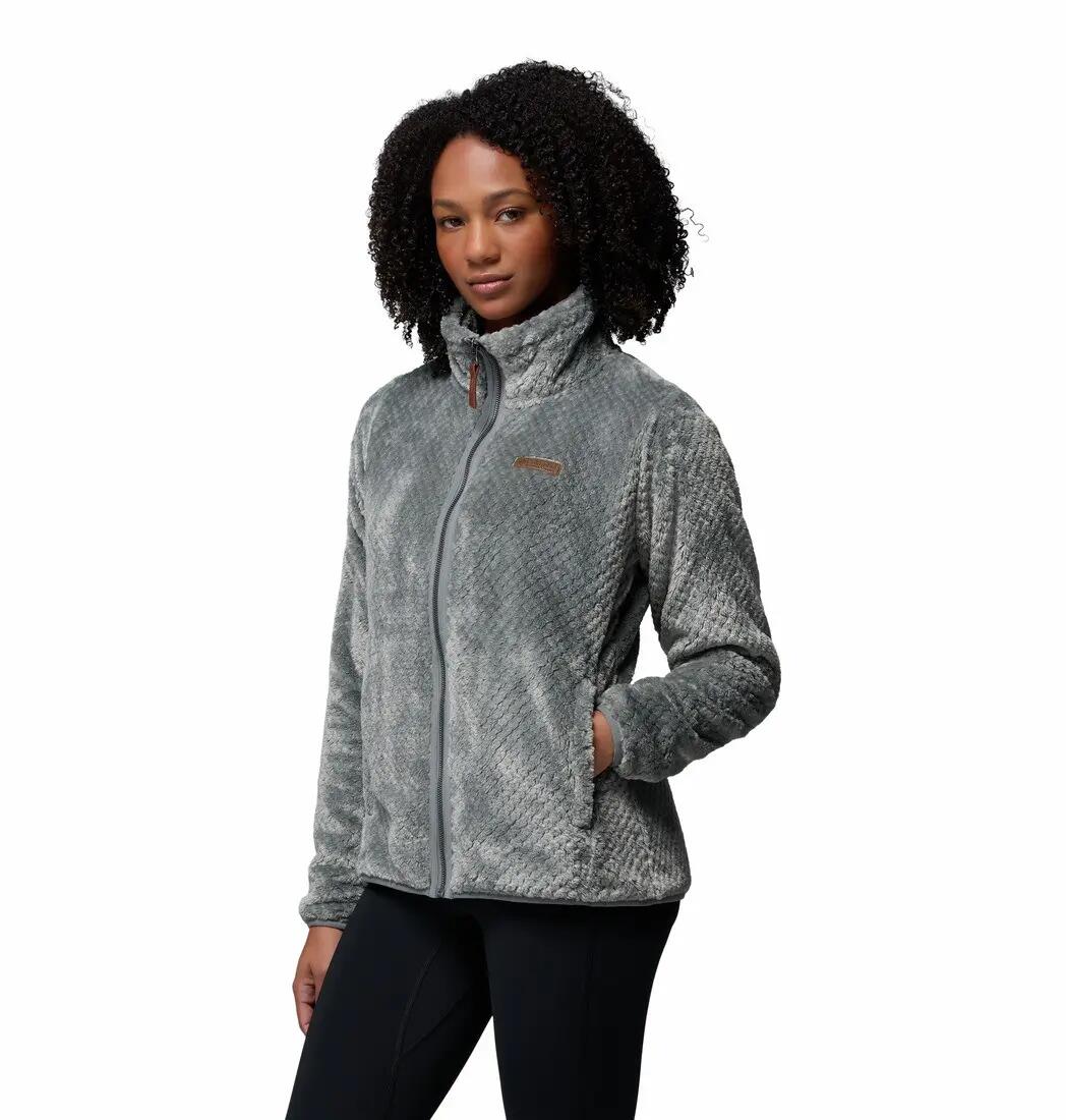Veste Polaire Randonnée Columbia "Fire Side II Sherpa Full Zip" M Vert/Gris 5/6