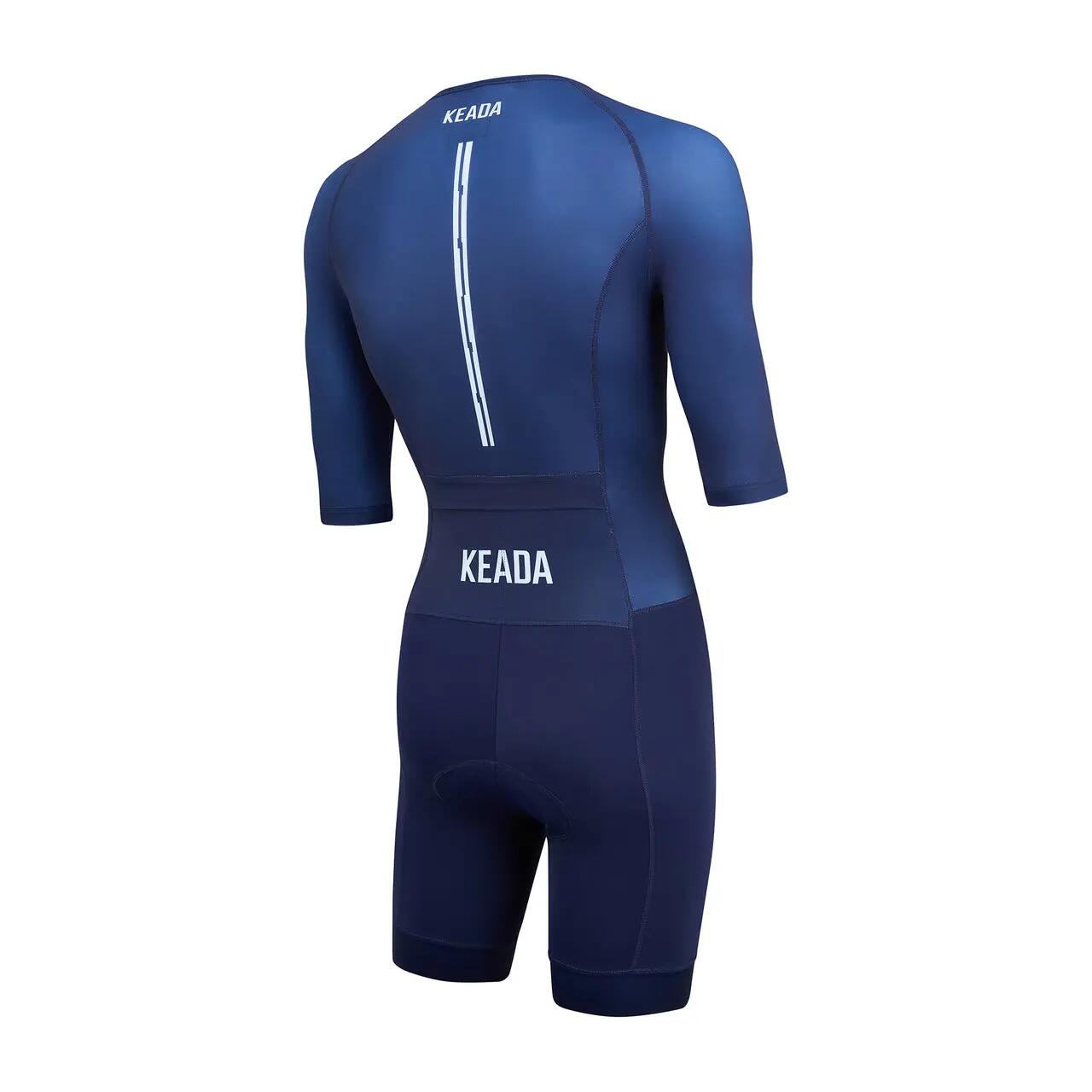Essential trisuit dames met mouwen marineblauw 2/4