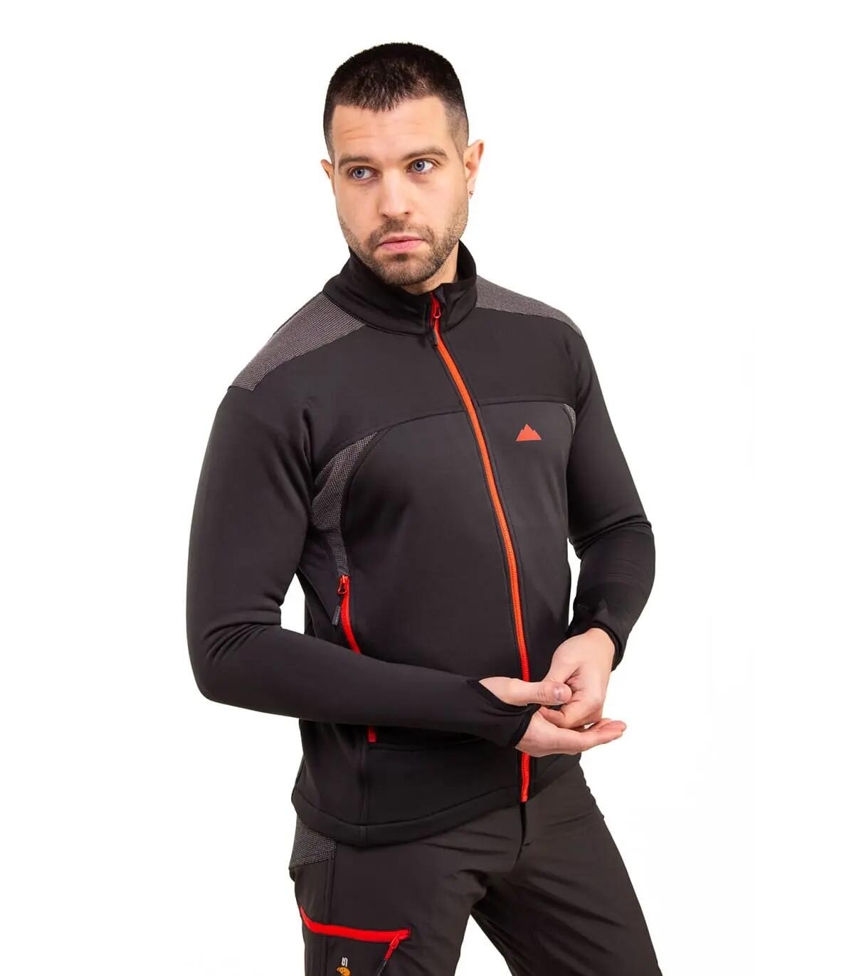 Casaco Polar Banff Alpinismo Homem Elástico Transpirável Preto-Vermelho 2/5