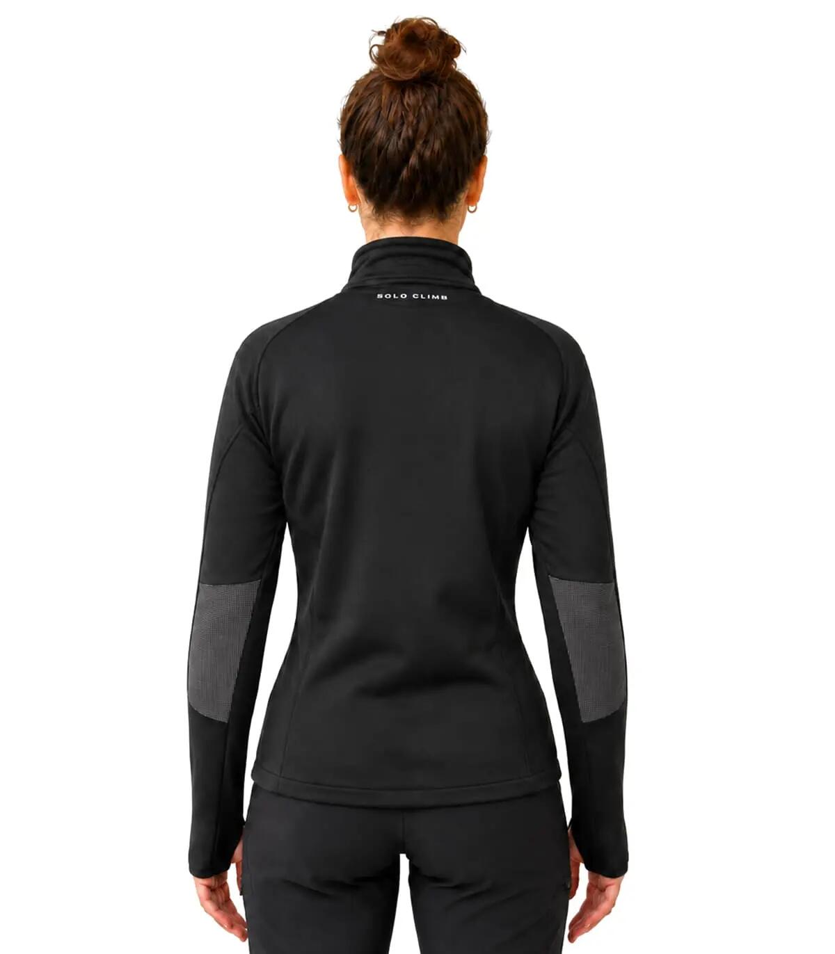 Casaco Polar Banff Alpinismo Mulher Elástico Transpirável Preto-Vermelho 5/5