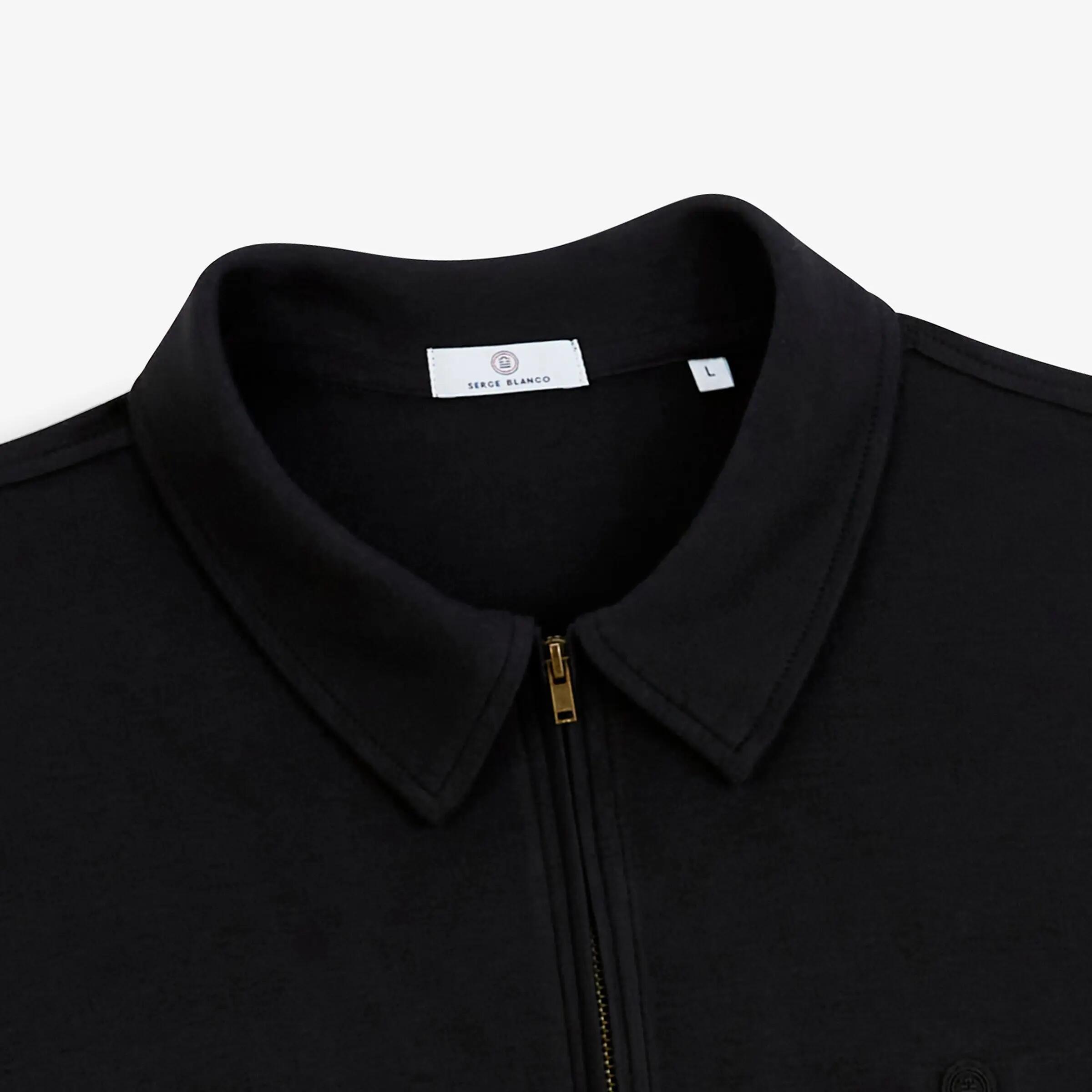 Polo de manga larga con cremallera en algodón interlock 3/4
