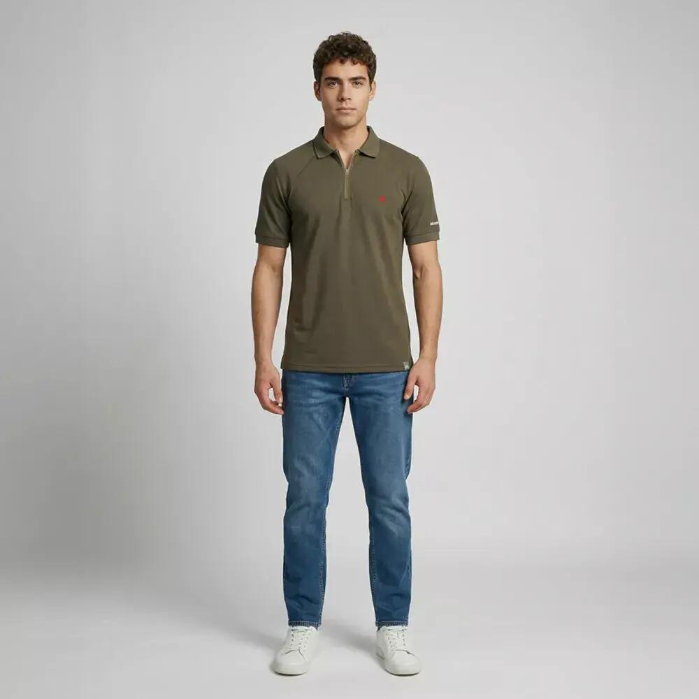 Polo de Randonnée homme Thermorégulant, anti UV LOPI Kaki 3/3