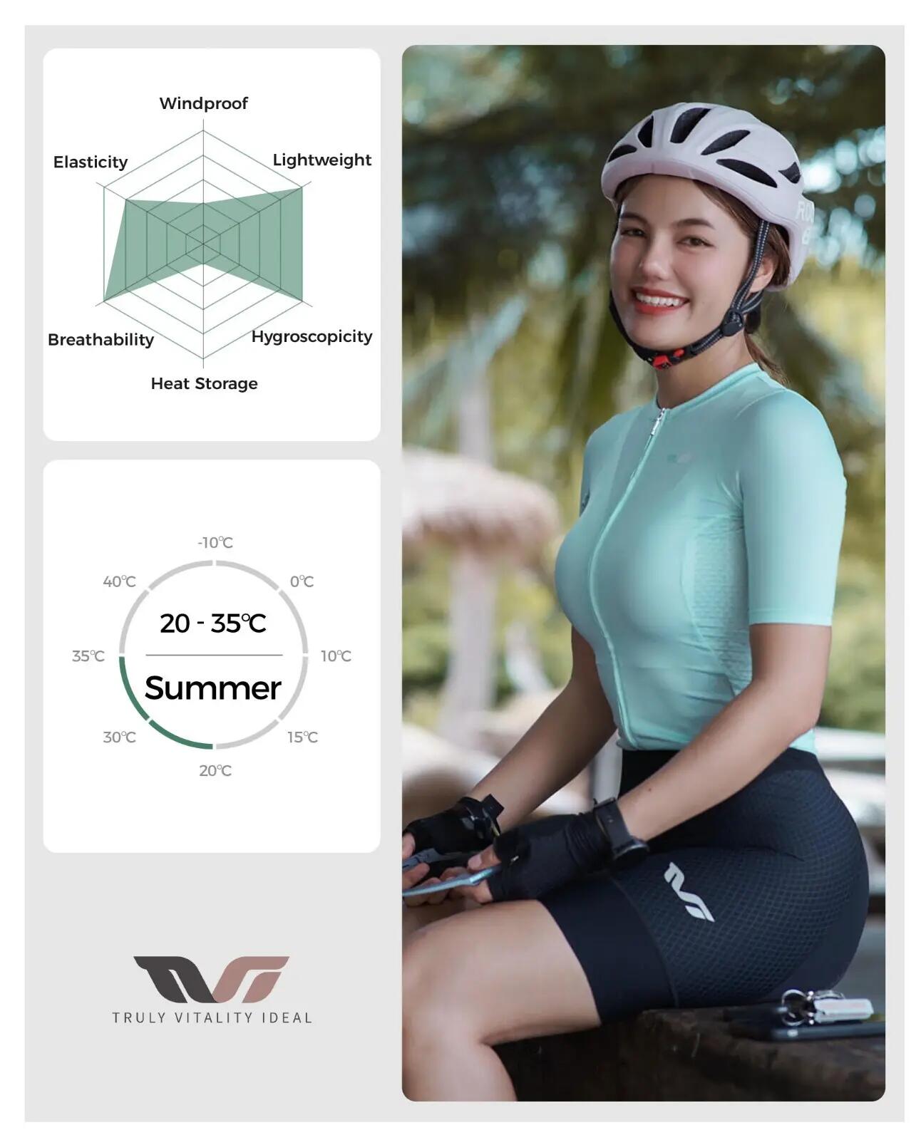 TVI Maillot de cyclisme à manches courtes pour femme 7/8