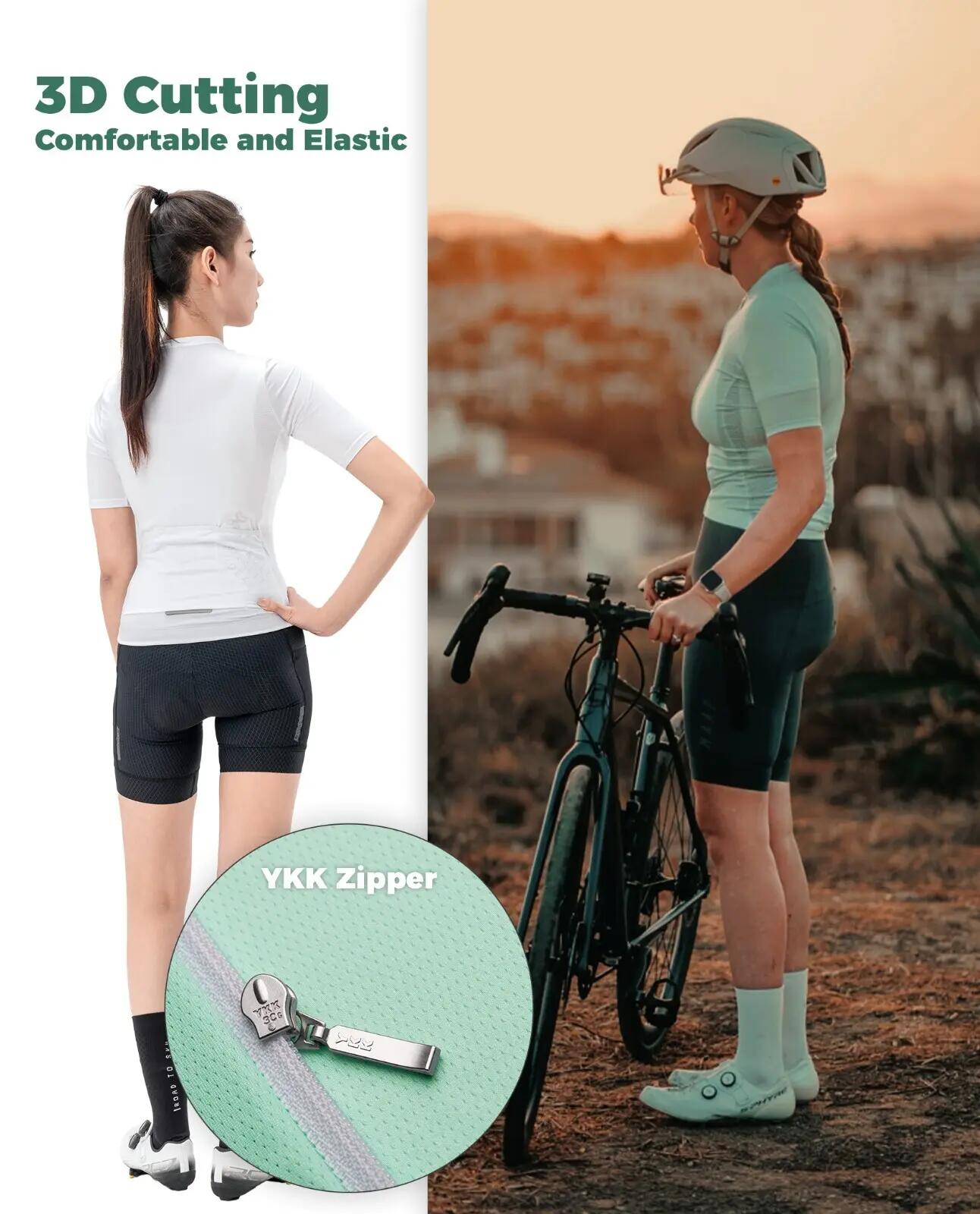 TVI Maillot de cyclisme à manches courtes pour femme 3/8