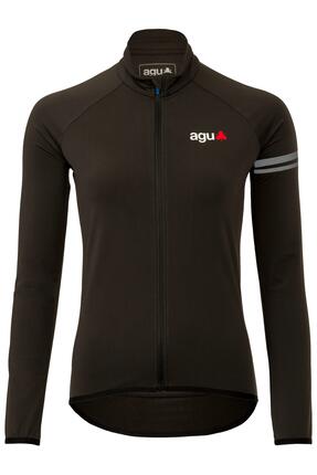 Damen Radsport Langarmtrikot Essential mit Fleecekragen Schwarz