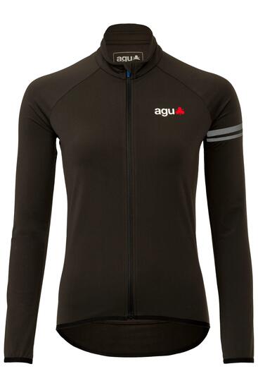 Damen Radsport Langarmtrikot Essential mit Fleecekragen Schwarz