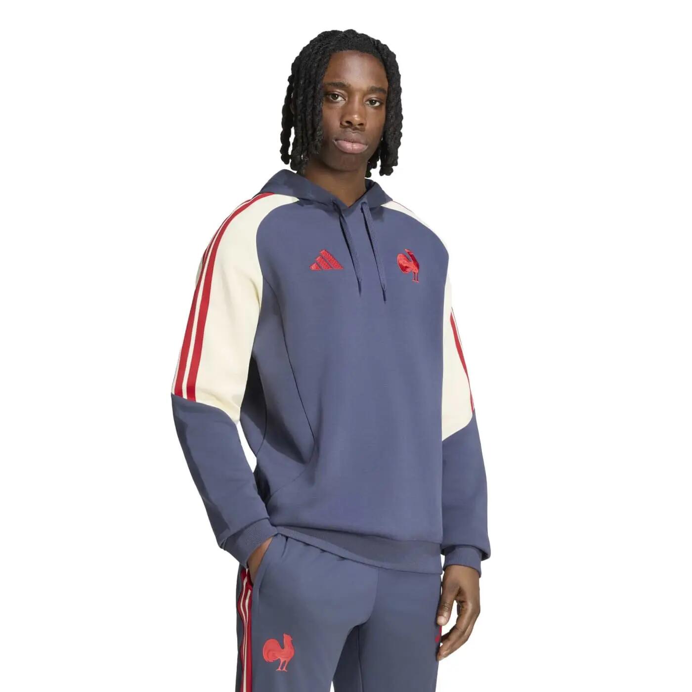 Sweat à capuche France Rugby Adidas Bleu marine ombre FFR 3/6