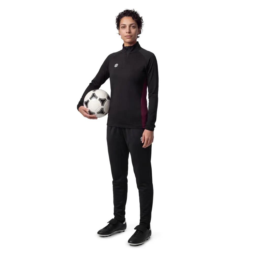 Camisola desportiva com meio fecho mulher Halfzip Black/Burgundy W Preto 3/6