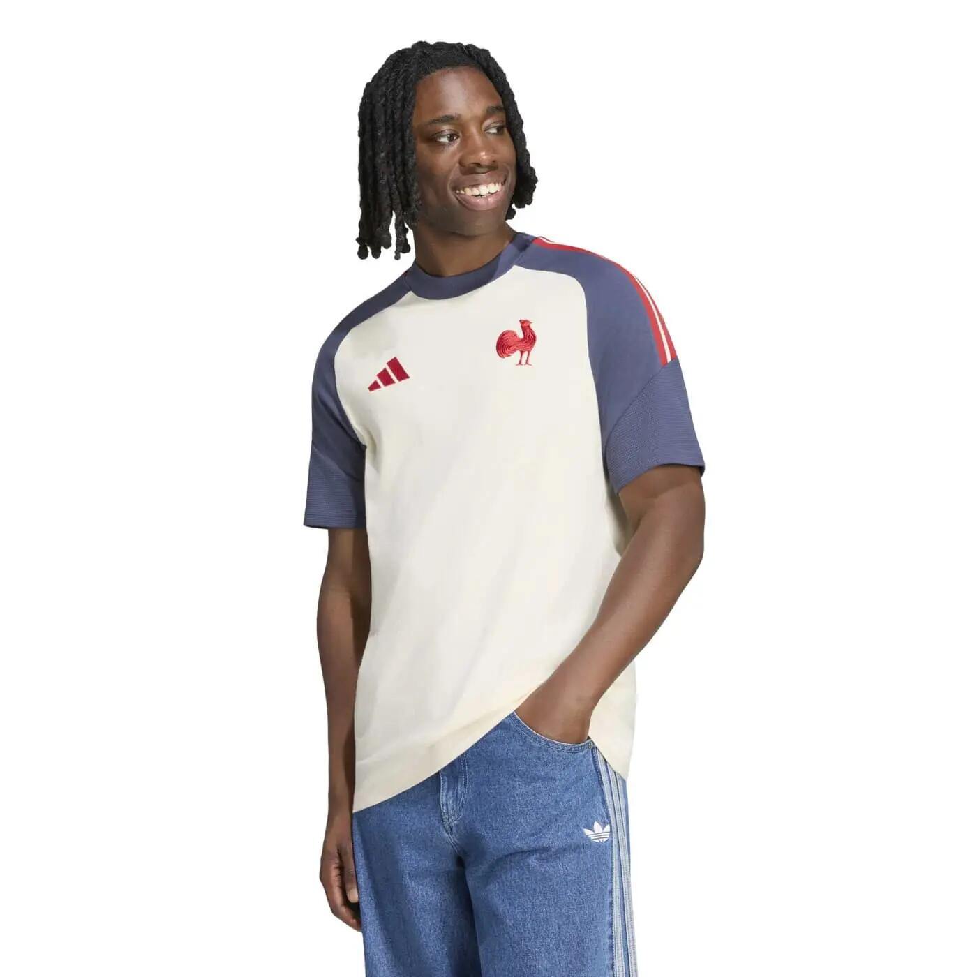 France Rugby Katoenen T-shirt Beige En Blauwe Ombré 3/6