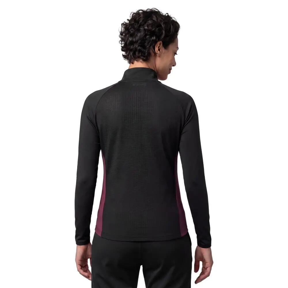Camisola desportiva com meio fecho mulher Halfzip Black/Burgundy W Preto 2/6