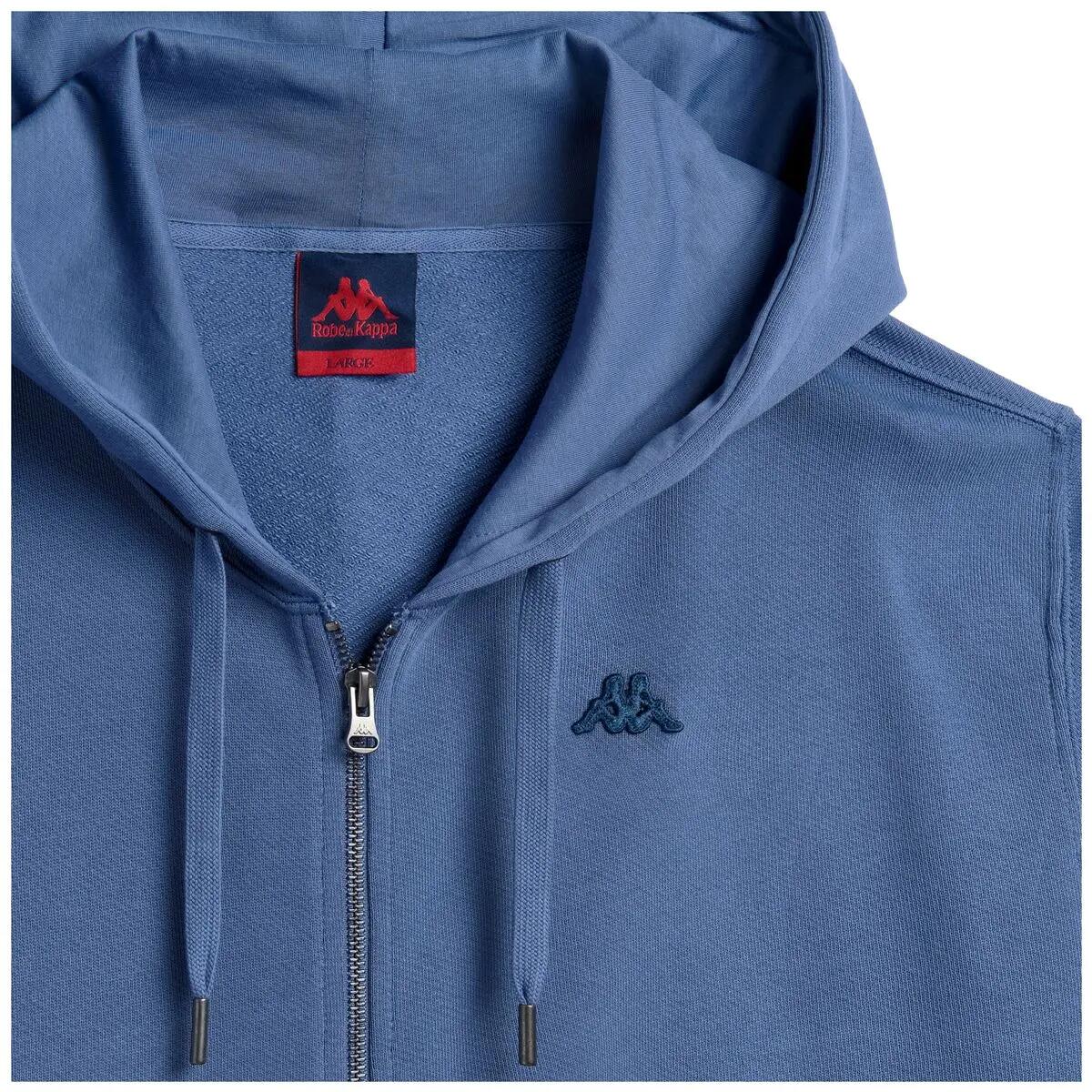 Felpa con cappuccio e zip da uomo in cotone blu da lifestyle 3/3
