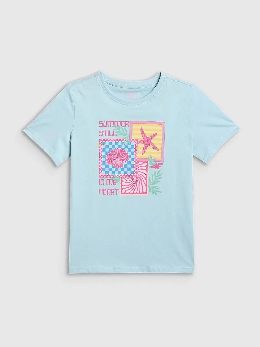 T-shirt regular z nadrukiem dziewczęcy 4F 4FJRSS26TTSHF4418 6/6