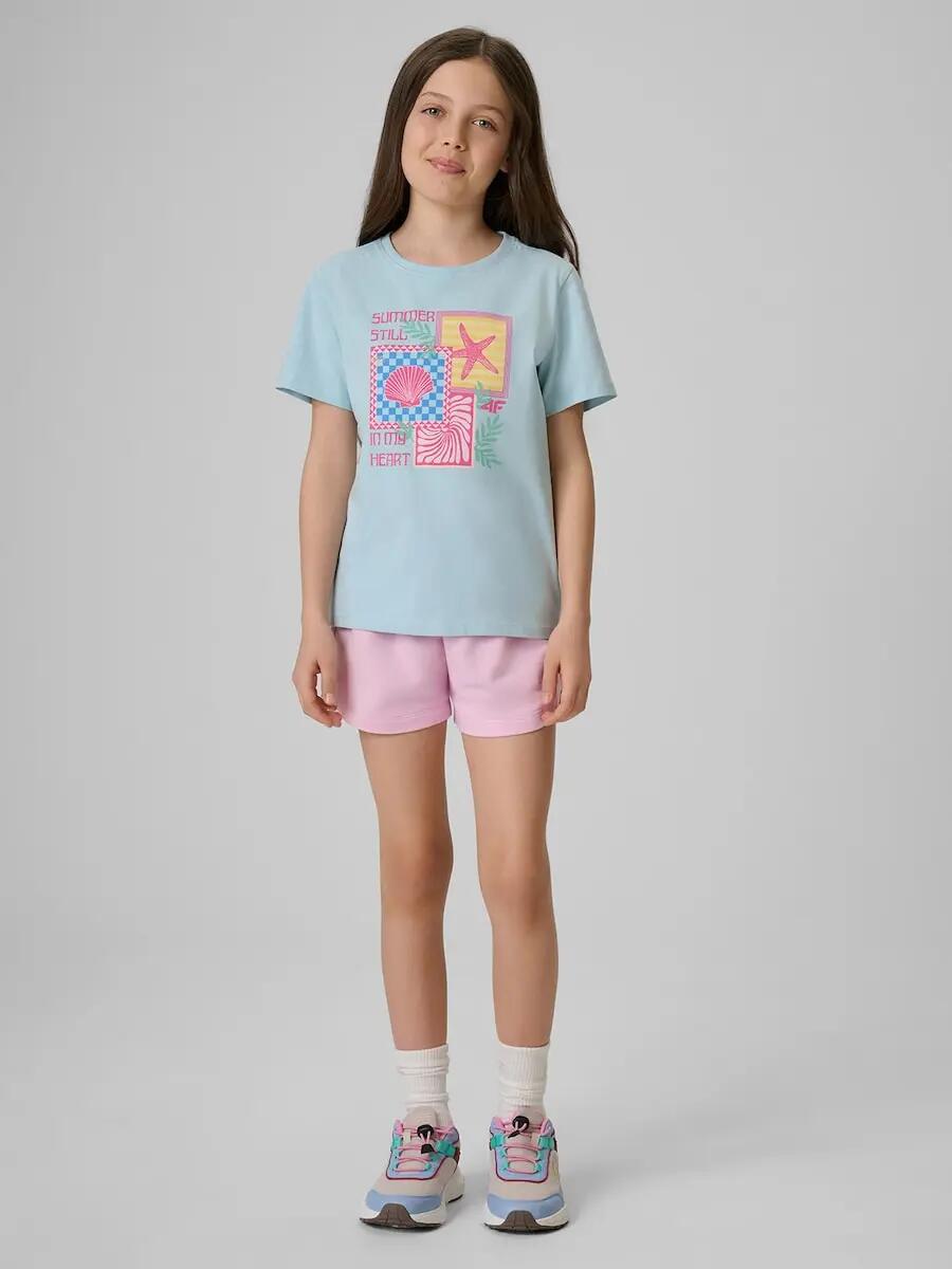 T-shirt regular z nadrukiem dziewczęcy 4F 4FJRSS26TTSHF4418 4/6