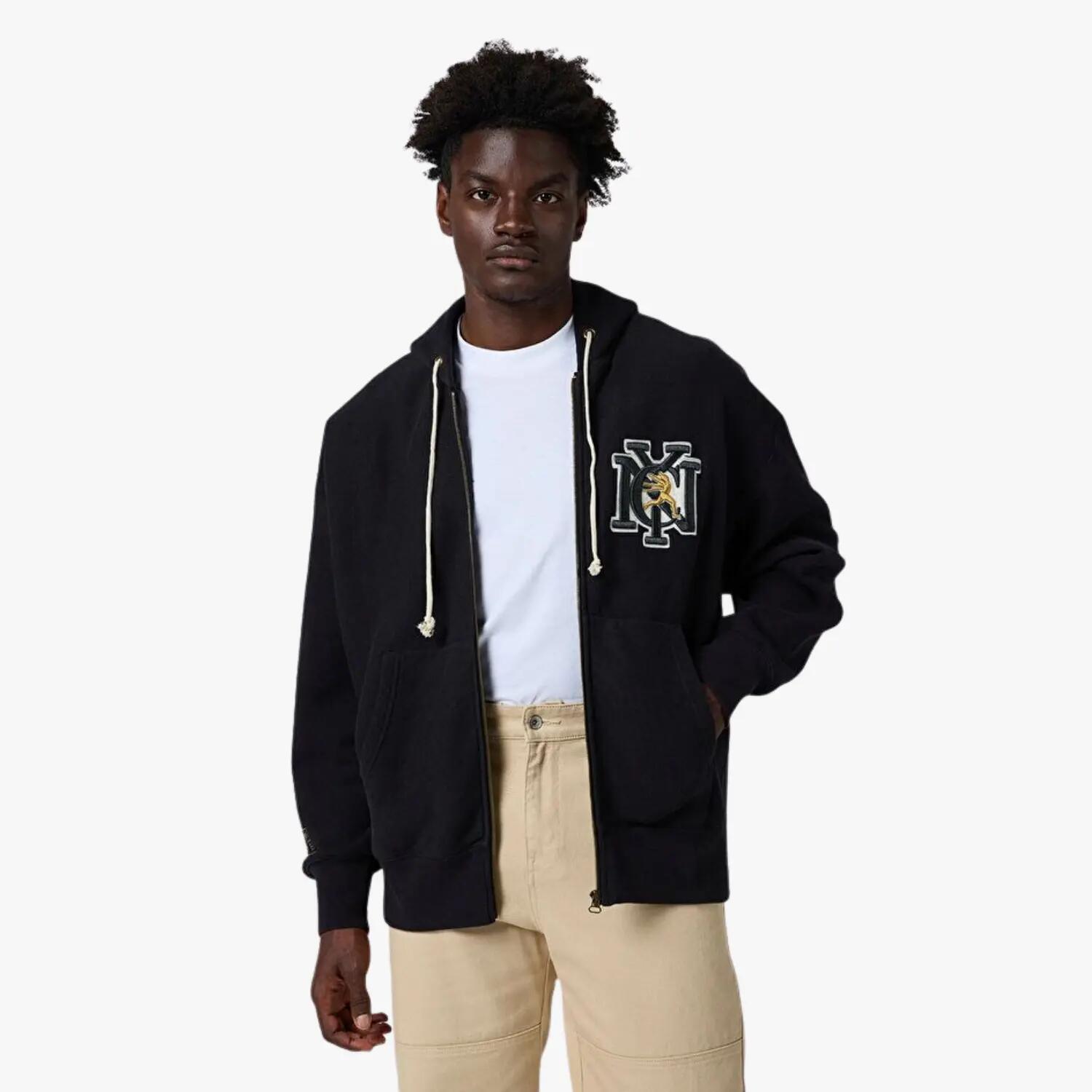 Hanorac unisex Champion cu glugă și fermoar, negru