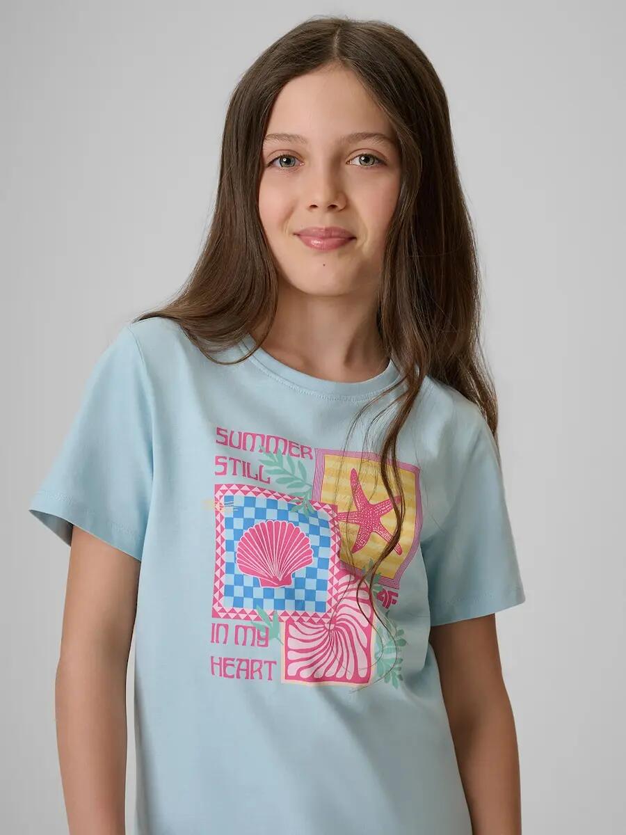 T-shirt regular z nadrukiem dziewczęcy 4F 4FJRSS26TTSHF4418 3/6