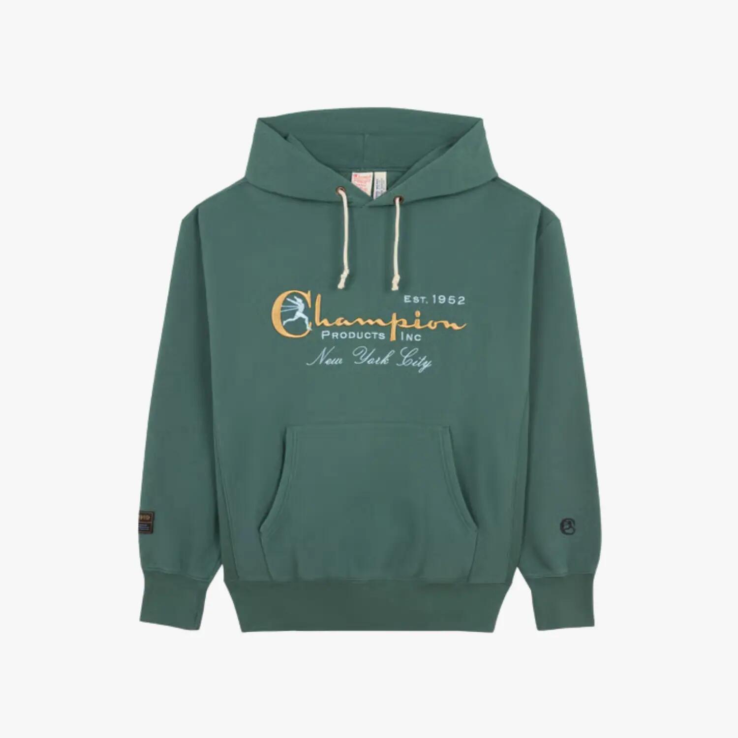 Haină cu glugă unisex, țesătură inversă Champion, verde