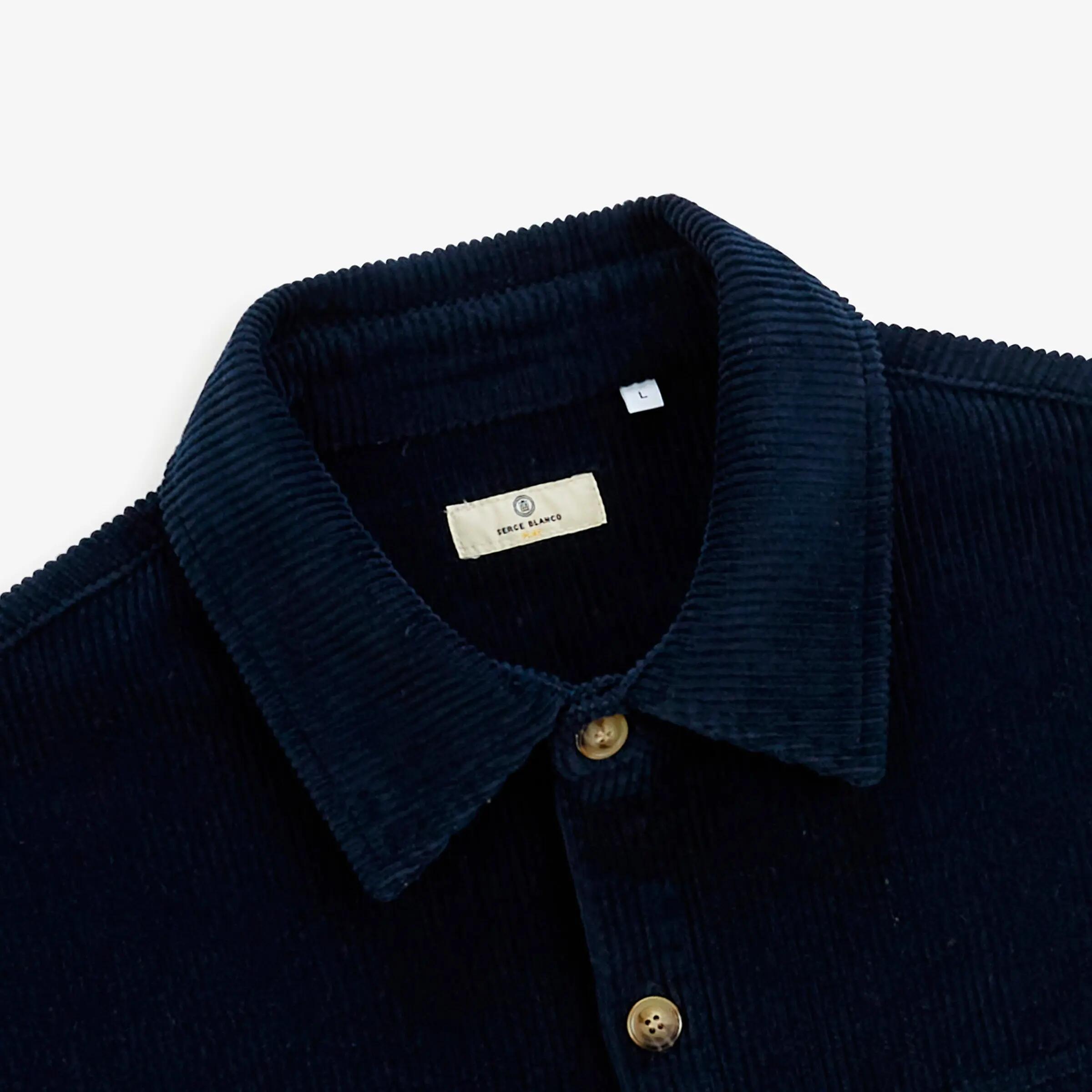 Chemise manches longues velours pigment dye bleu marine SBPLAY 3/4