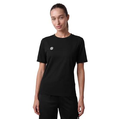 Dames sport-t-shirt sports tee black/burgundy w zwart