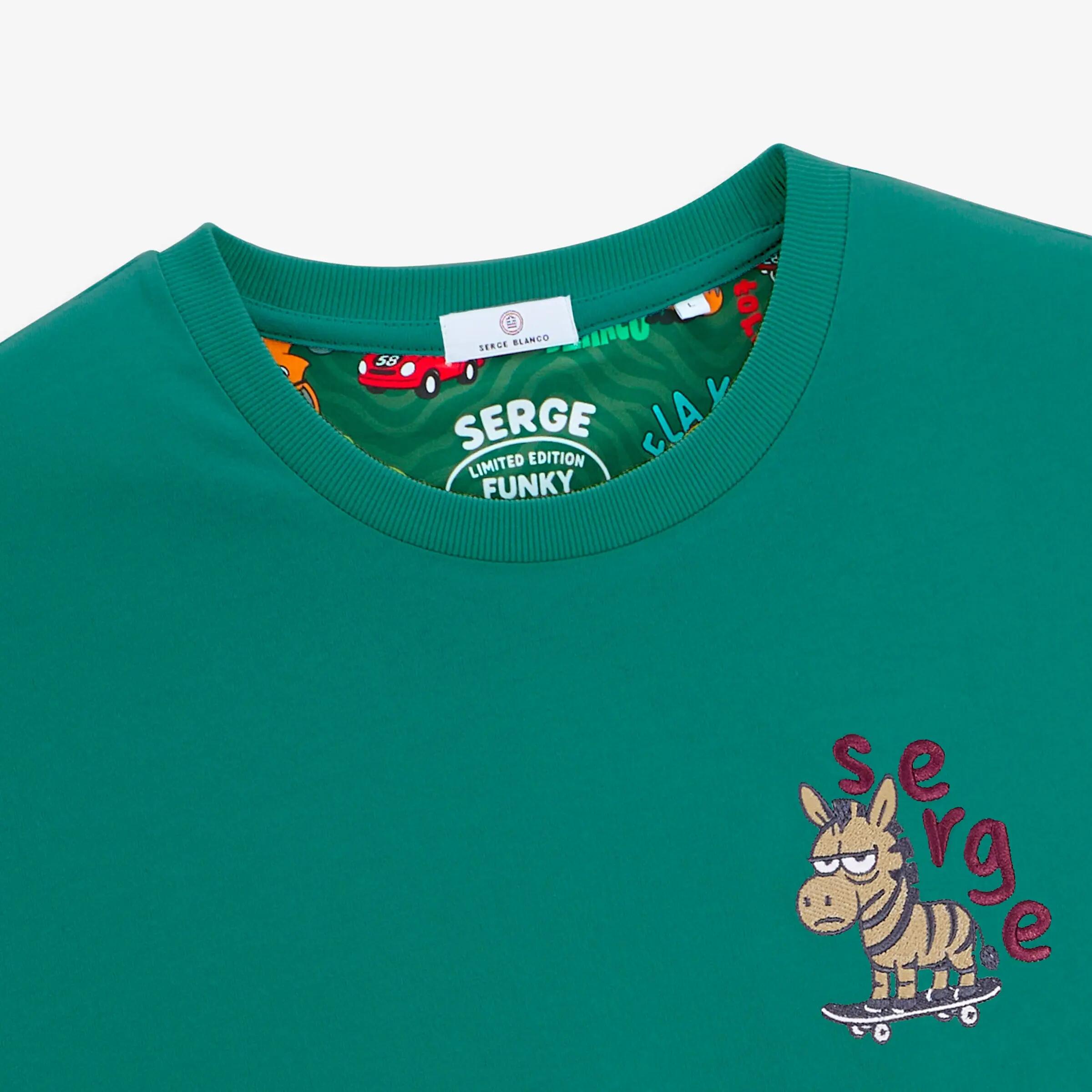 T-shirt manches courtes Thor brodé Funky Animals vert 3/4