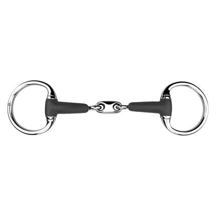 Mors 2 anneaux pour cheval en caoutchouc olive à double courbure York