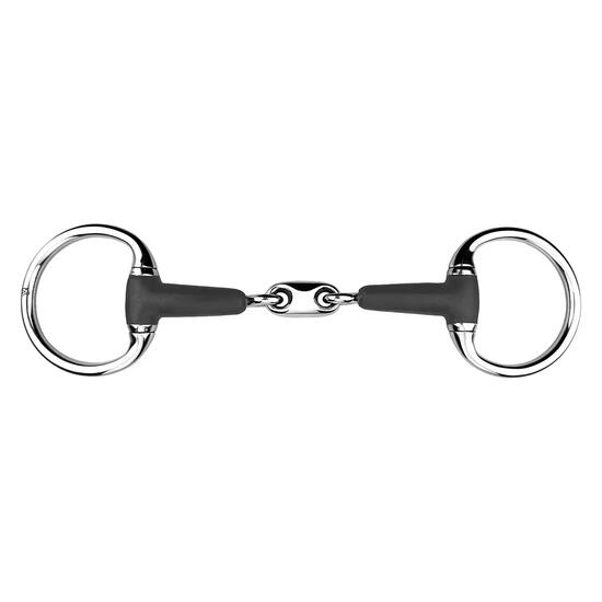 Mors 2 anneaux pour cheval en caoutchouc olive à double courbure York