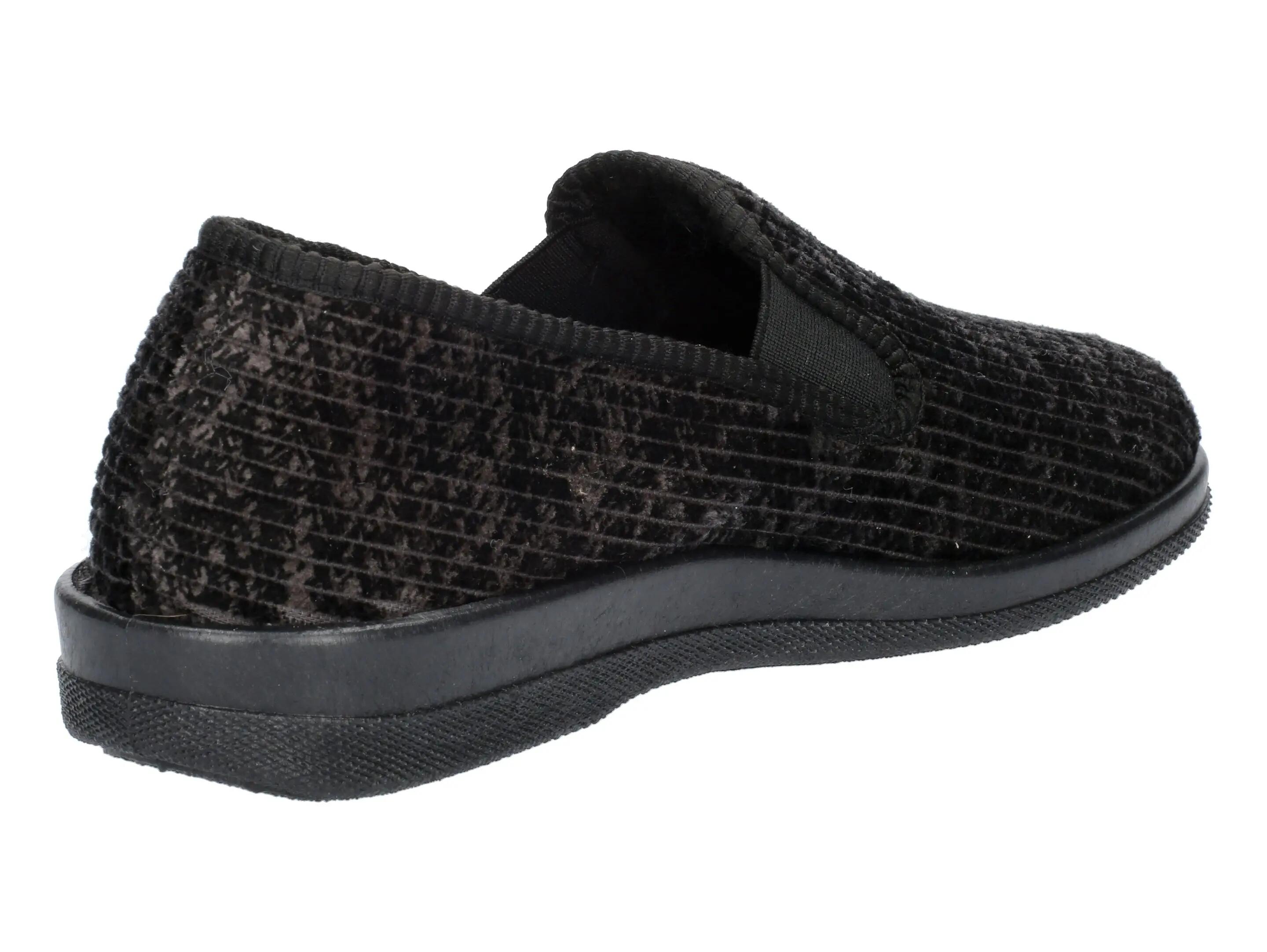 pantofola - casa - uomo - corduroy, fodera calda - Bruno - nero 4/6