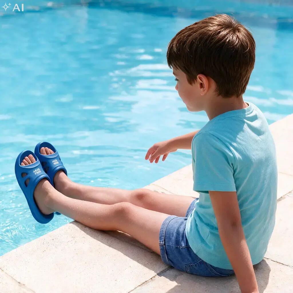 Klapki na basen dziecięce antypoślizgowe Aqua-Sport Malibu Junior 5/7