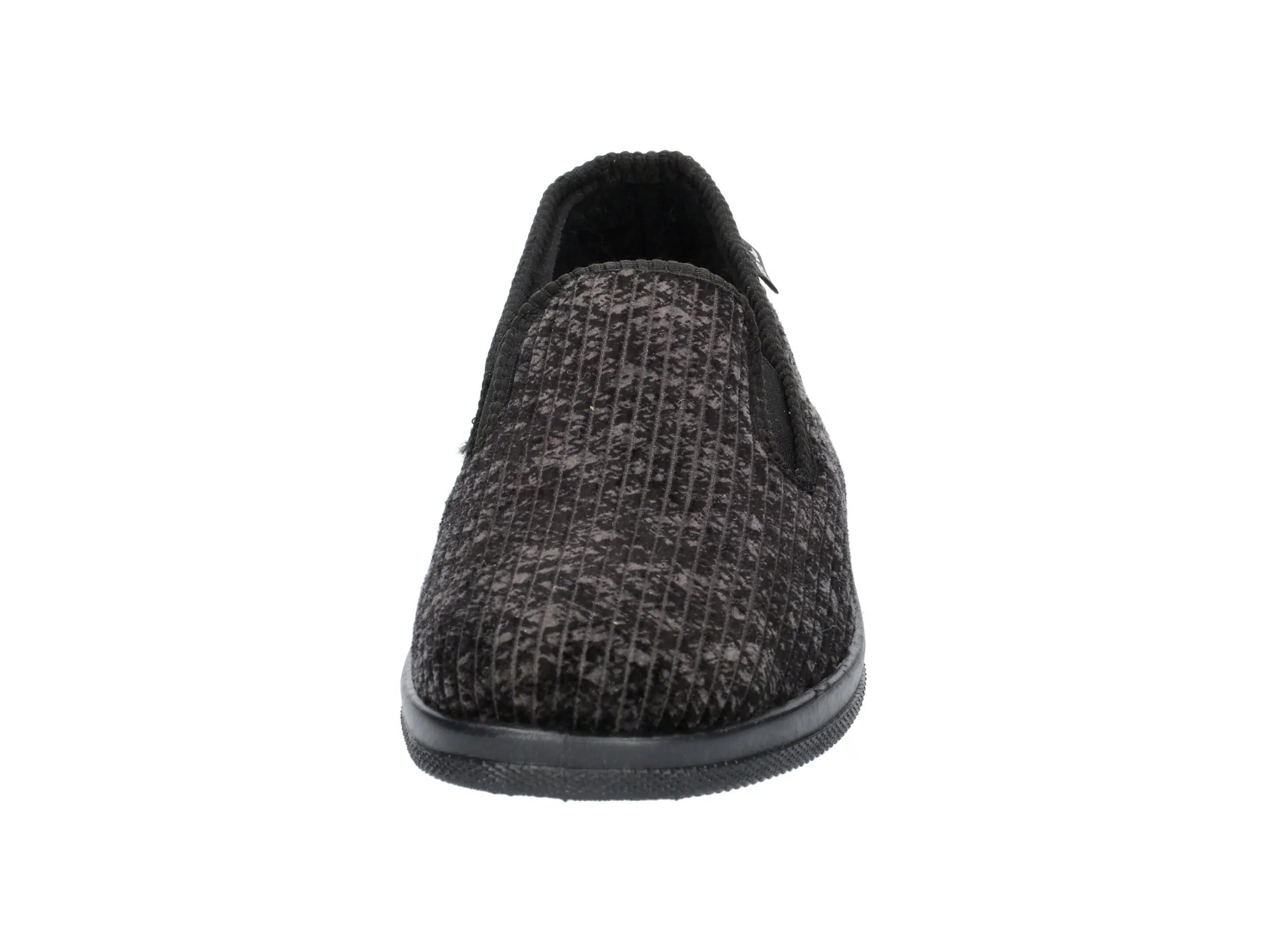 pantofola - casa - uomo - corduroy, fodera calda - Bruno - nero 3/6
