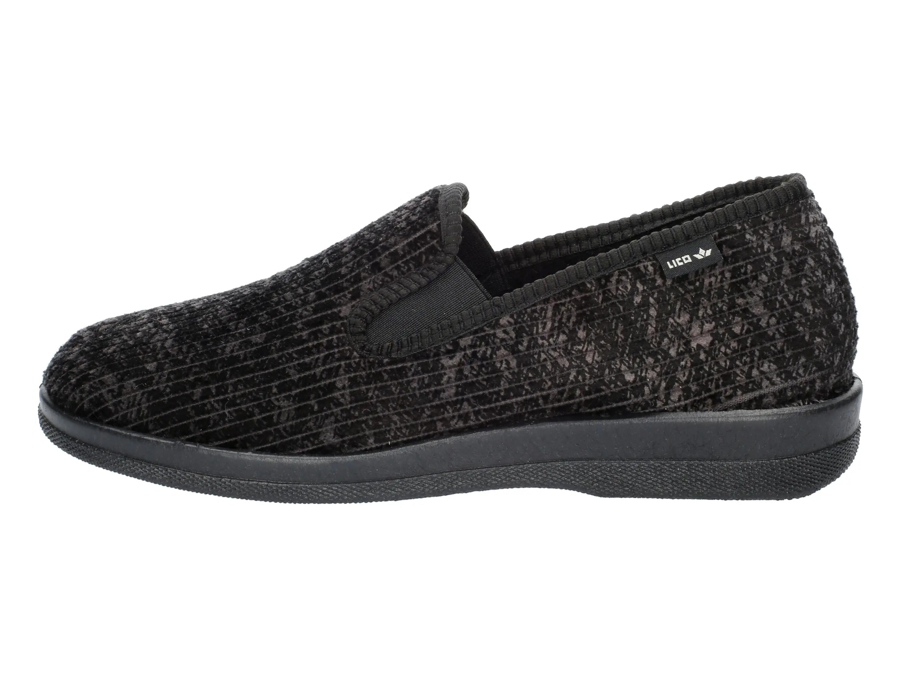 pantofola - casa - uomo - corduroy, fodera calda - Bruno - nero 2/6