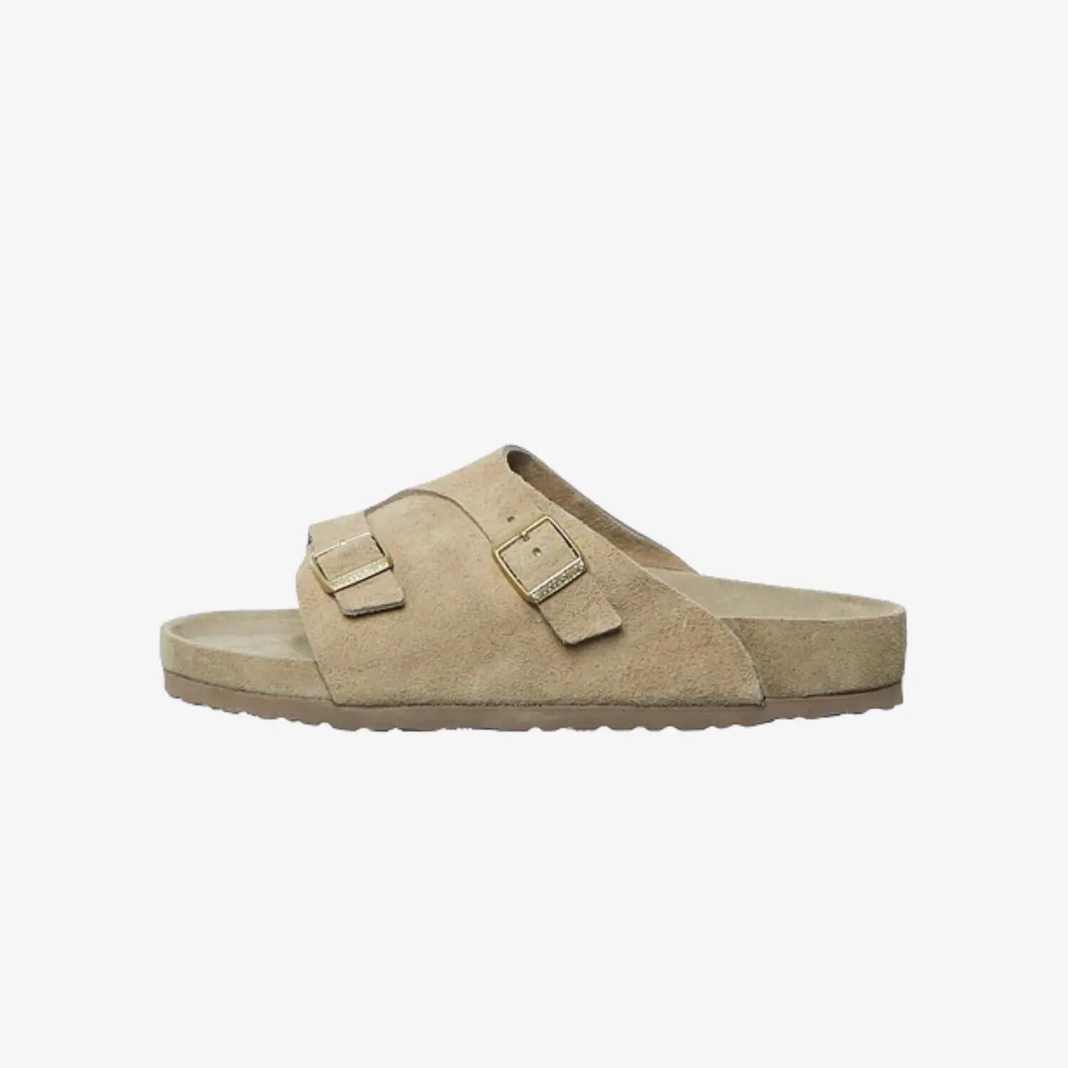 Sandale BIRKENSTOCK Zürich din piele de căprioară, culoare gri