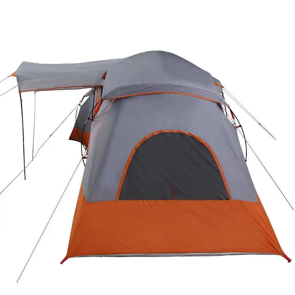 Familietent - camping - waterdicht polyester - grijs/oranje 6/8