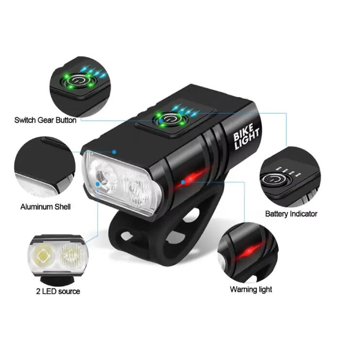 Super mocna lampka rowerowa akumulatorowa 2x LED ROXAR T6 800lm 2/6