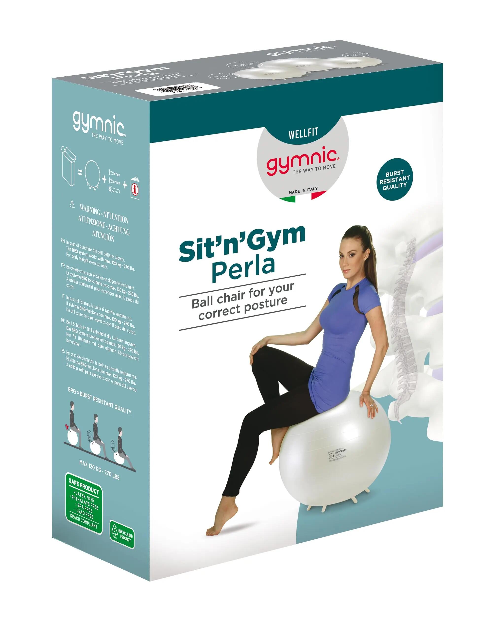 Gymnic Sit'n'Gym Perla Palla da seduta antiscoppio Ø 55 cm bianca 6/6