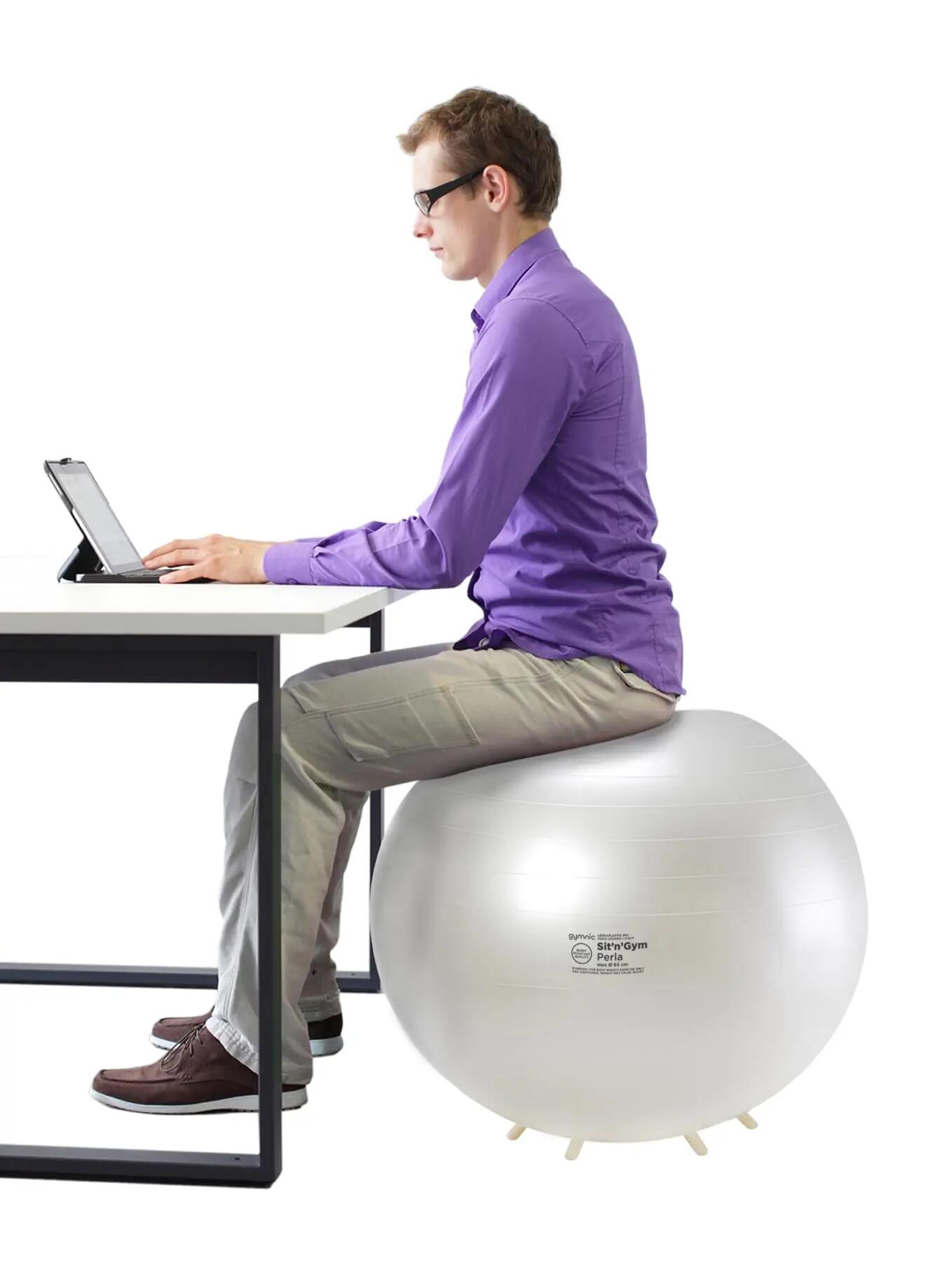 Gymnic Sit'n'Gym Perla Palla da seduta antiscoppio Ø 55 cm bianca 4/6
