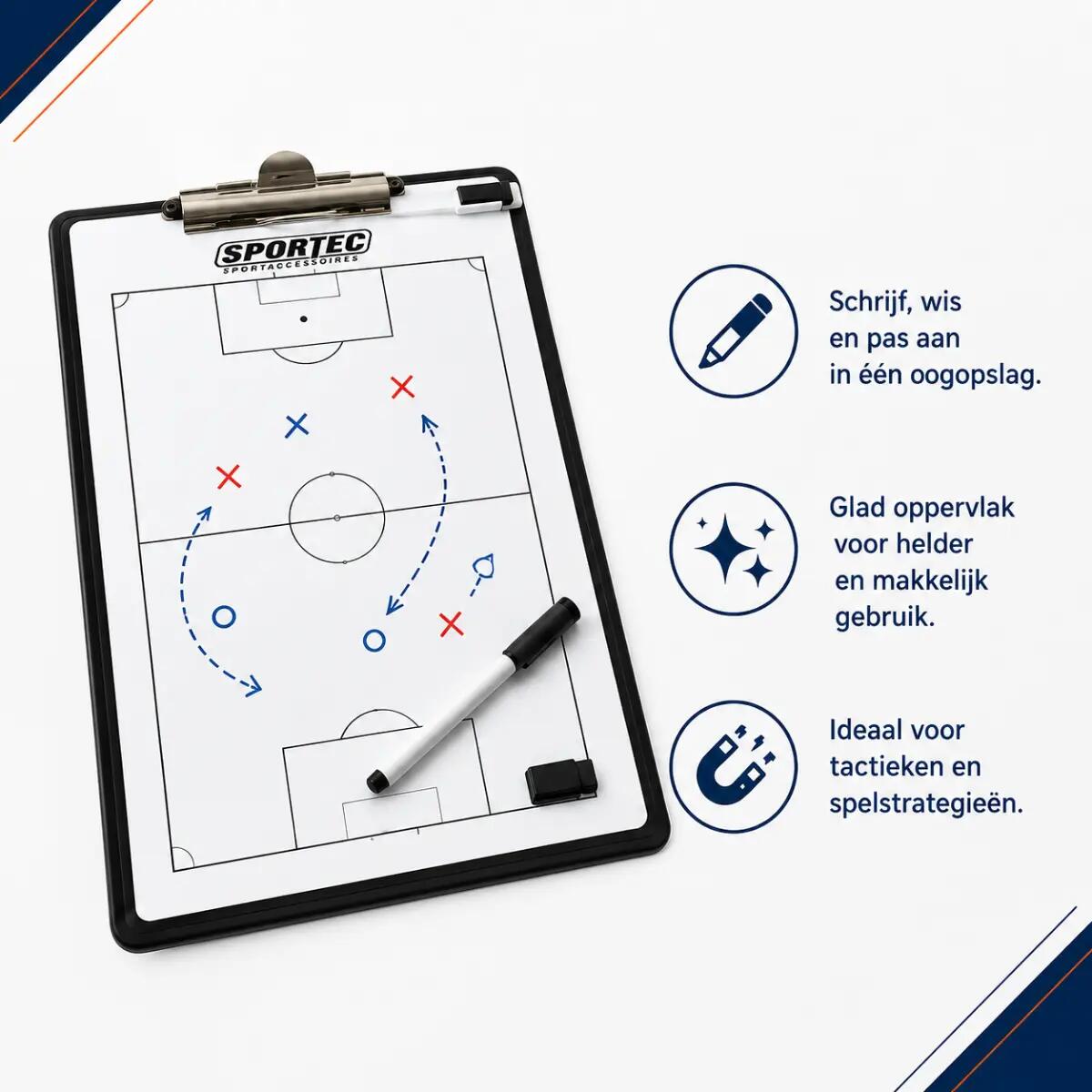 Sportec Magnetische coachmap met clip - Voetbal 2/4