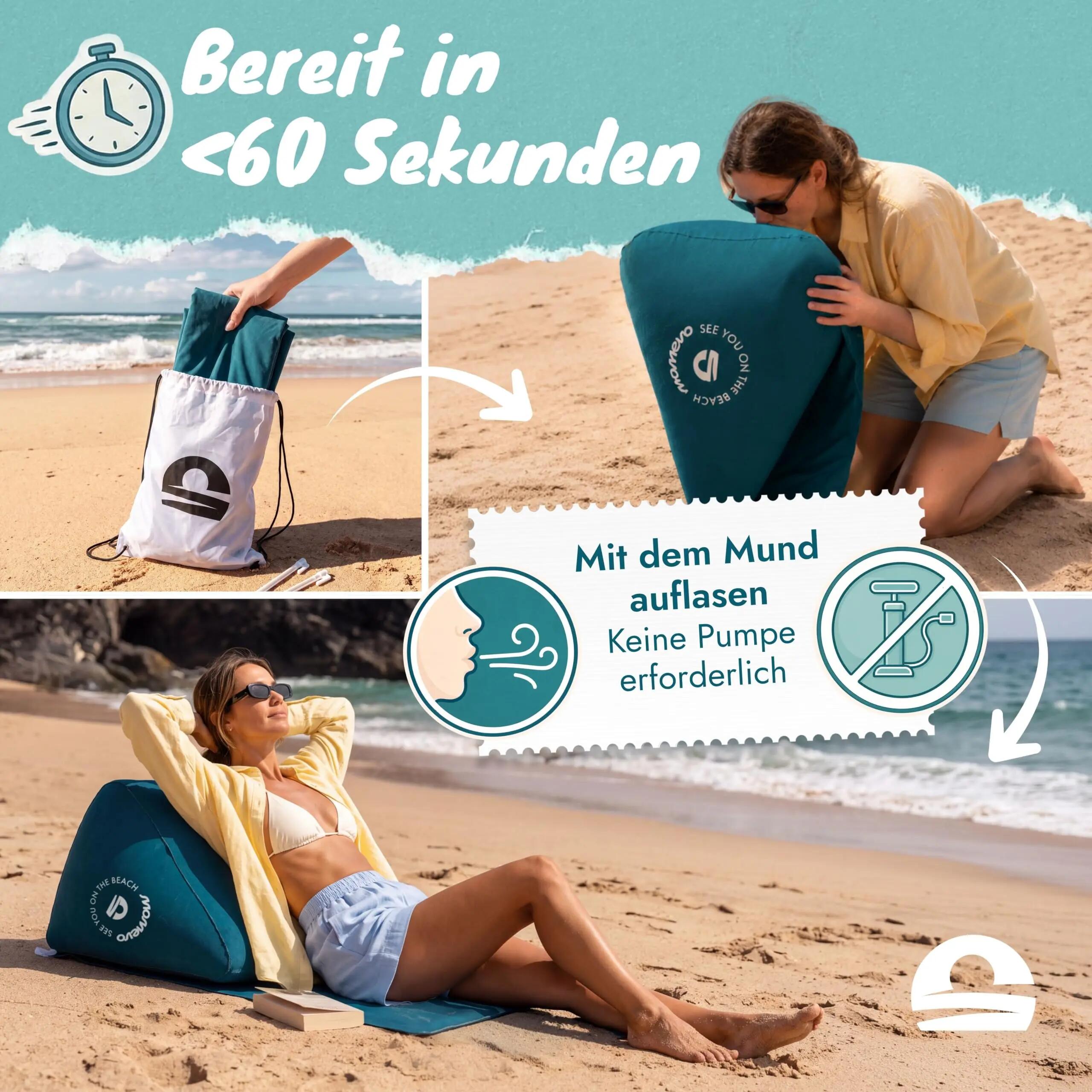 Beach Lounger aufblasbar, 2 Positionen, AirLounge, petrolblau 2/6