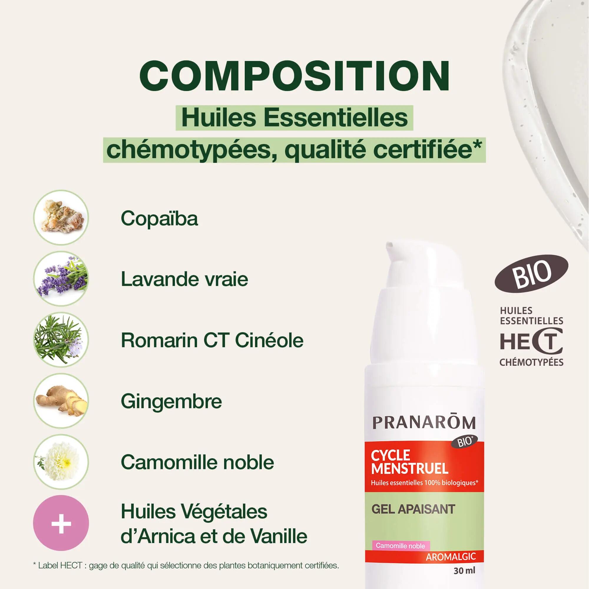 Gel apaisant cycle menstruel - Femmes - Huiles bio 30 g 4/5